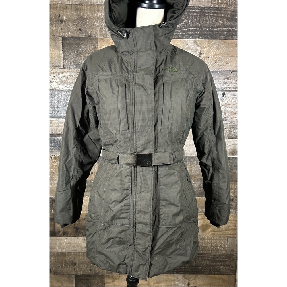 The North Face HyVent‎ Olive Green Belted Down Insulated Puffer Jacket Women's S - Picture 4 of 12